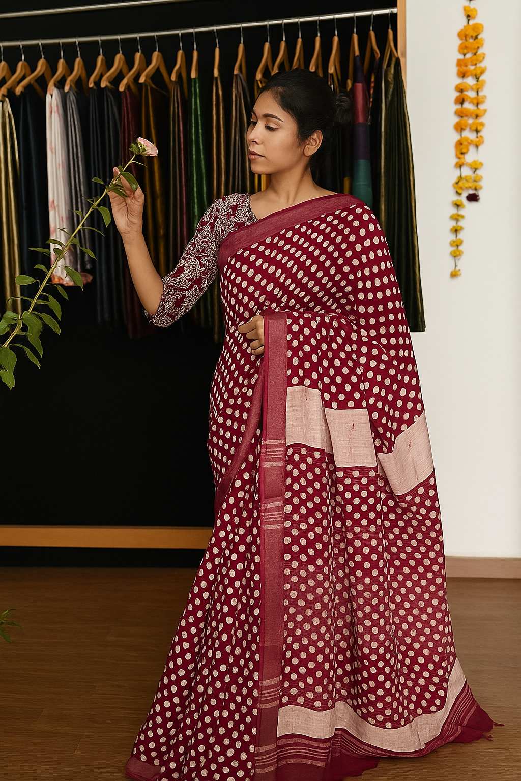 SAYANI : Handmade linen-cott saree