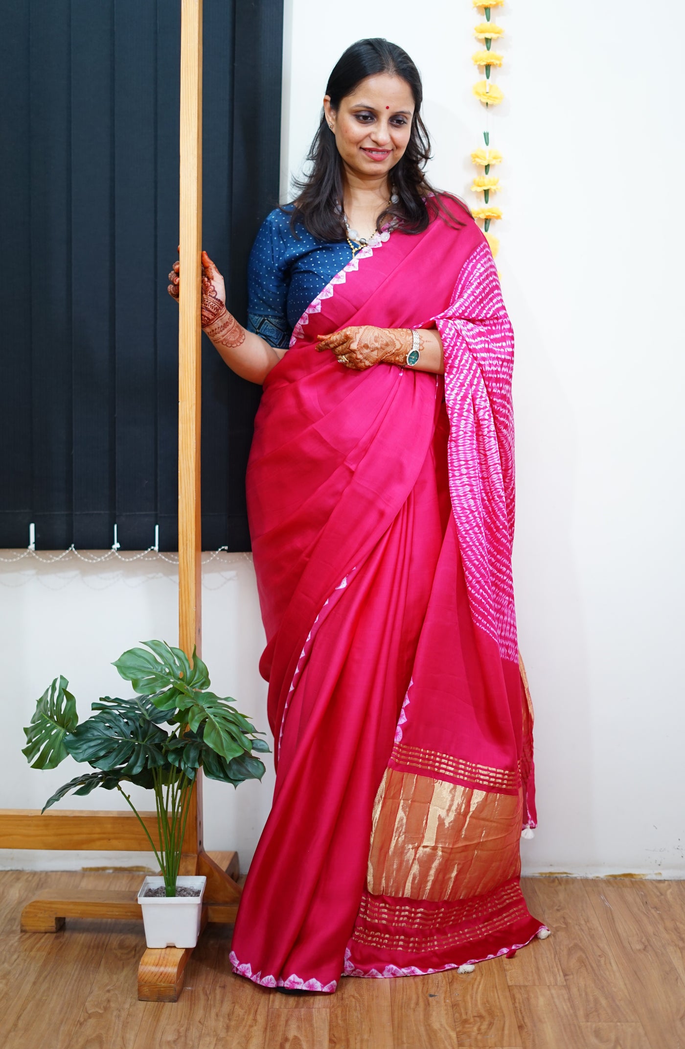 HUSN AUR ISHQ :Handmade Shibori Dyed Modal Silk Tissue Pallu Saree