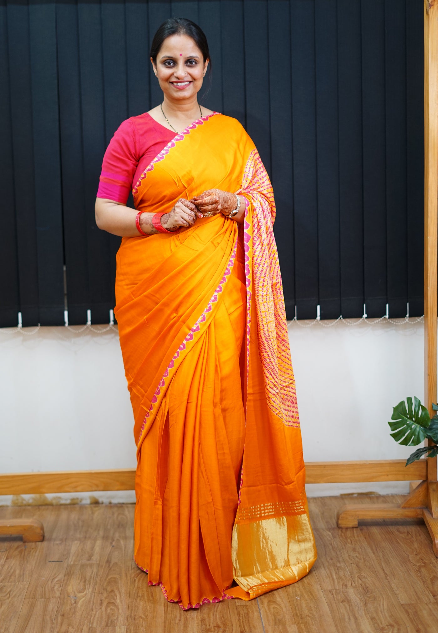 GRAPE WINE: Handmade Modal Silk Saree with Tissue Pallu