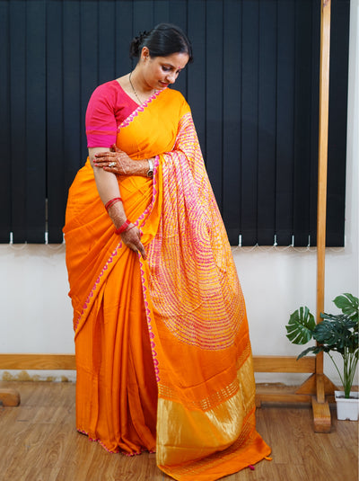 GRAPE WINE: Handmade Modal Silk Saree with Tissue Pallu