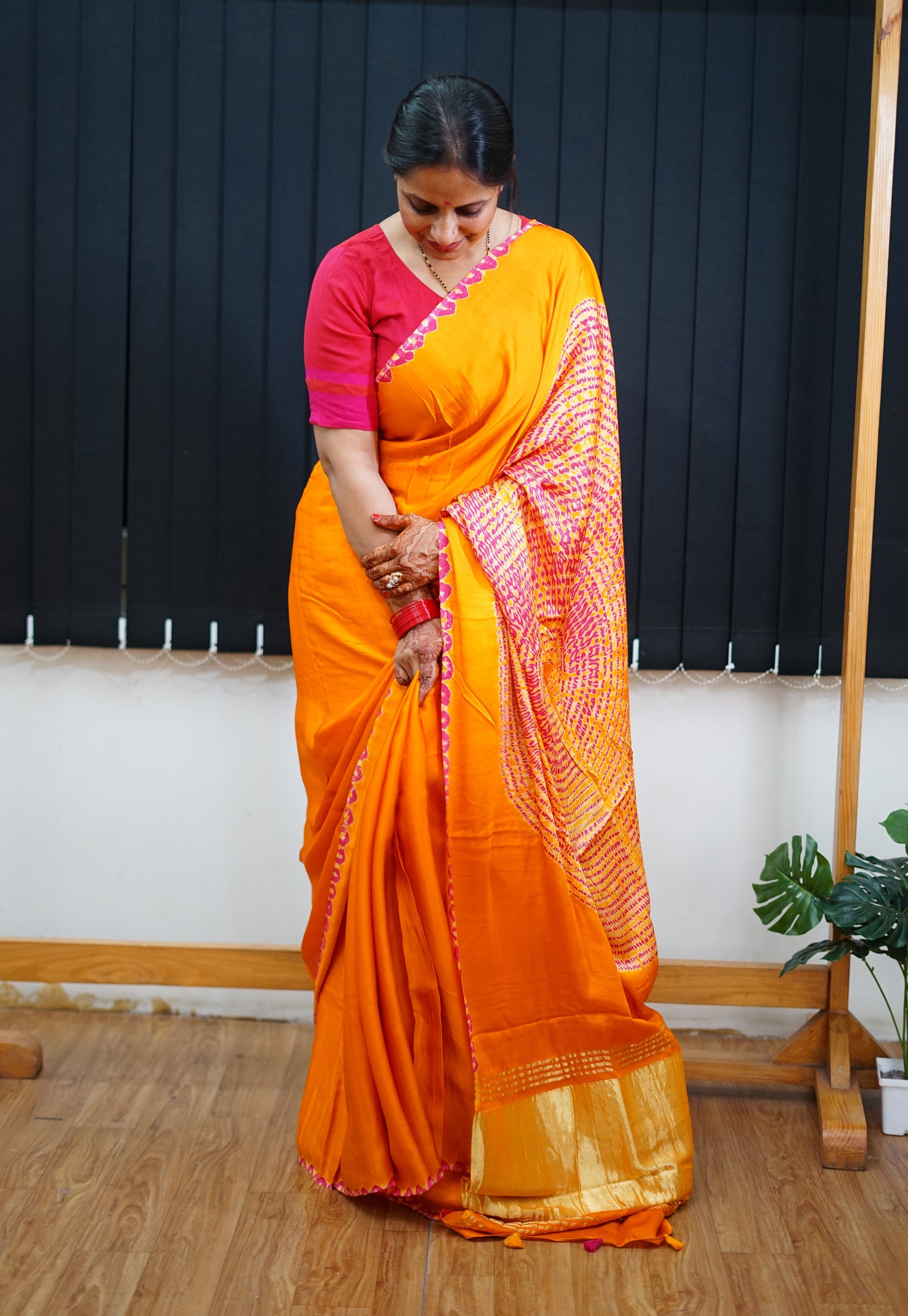 GRAPE WINE: Handmade Modal Silk Saree with Tissue Pallu