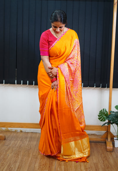 GRAPE WINE: Handmade Modal Silk Saree with Tissue Pallu