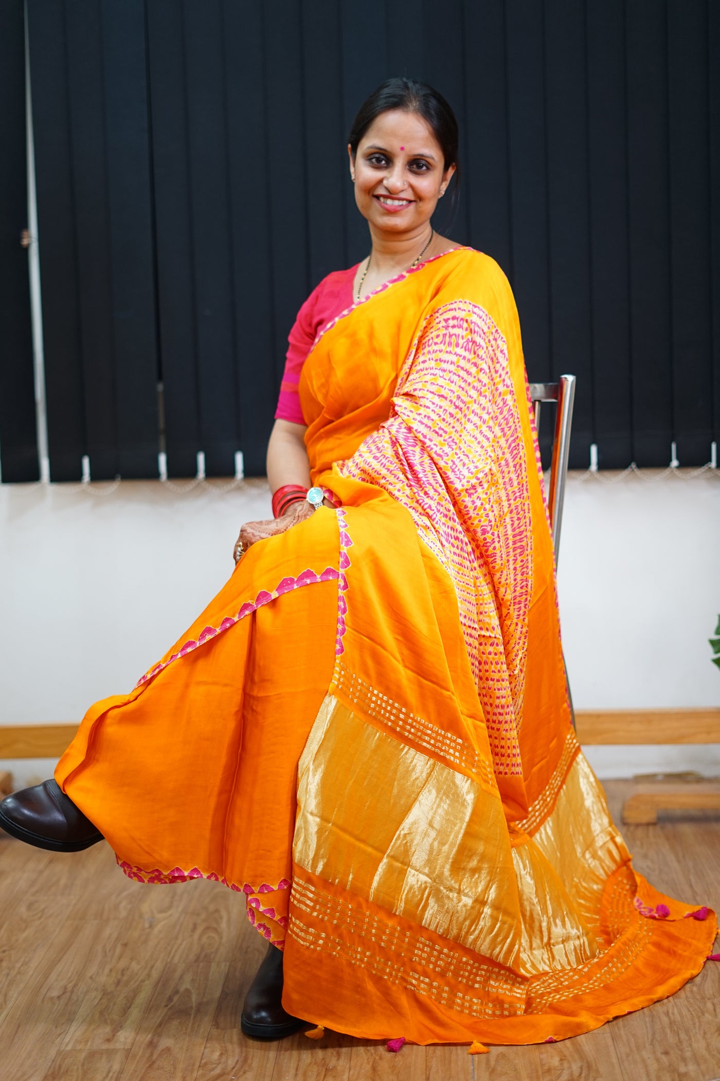 GRAPE WINE: Handmade Modal Silk Saree with Tissue Pallu