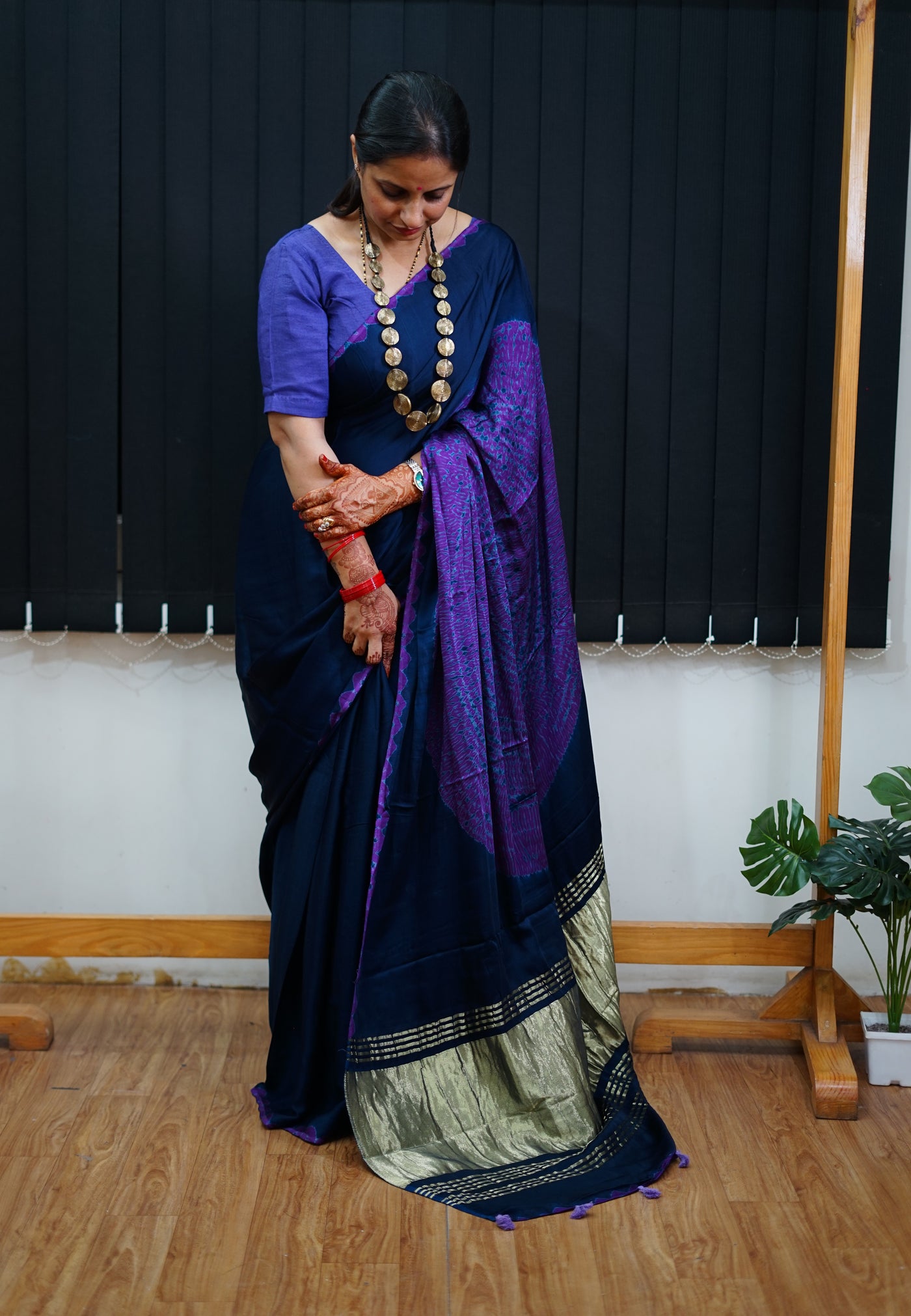 Ramayani : Handmade Shibori Dyed Modal Silk Tissue Pallu Saree