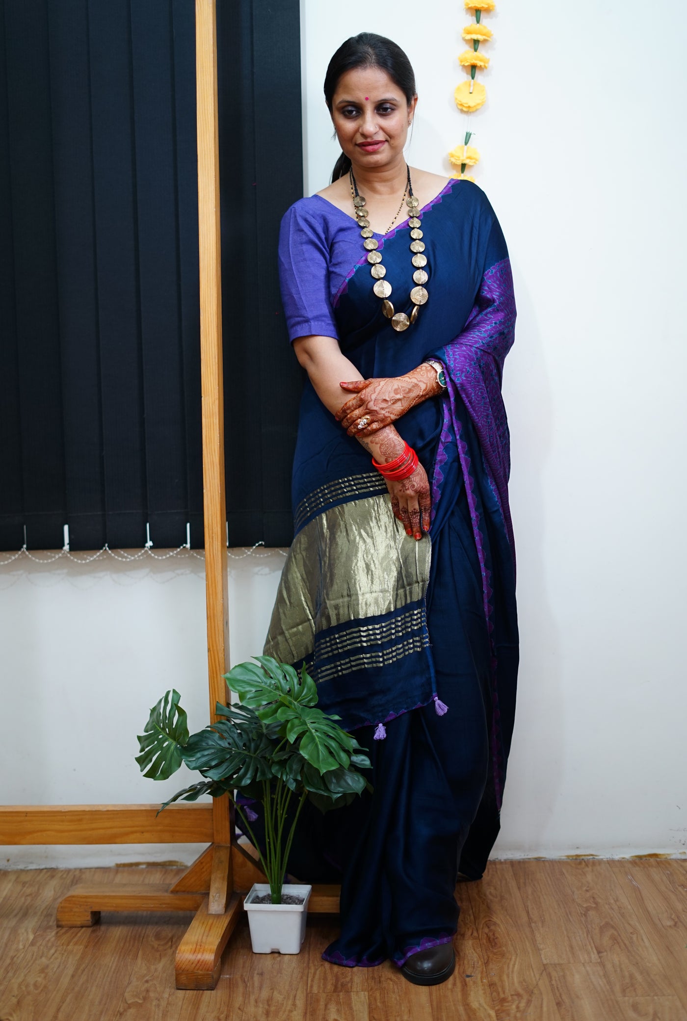 Ramayani : Handmade Shibori Dyed Modal Silk Tissue Pallu Saree