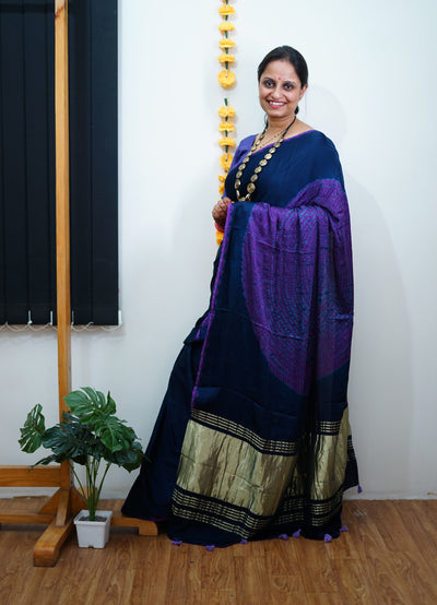 Ramayani : Handmade Shibori Dyed Modal Silk Tissue Pallu Saree