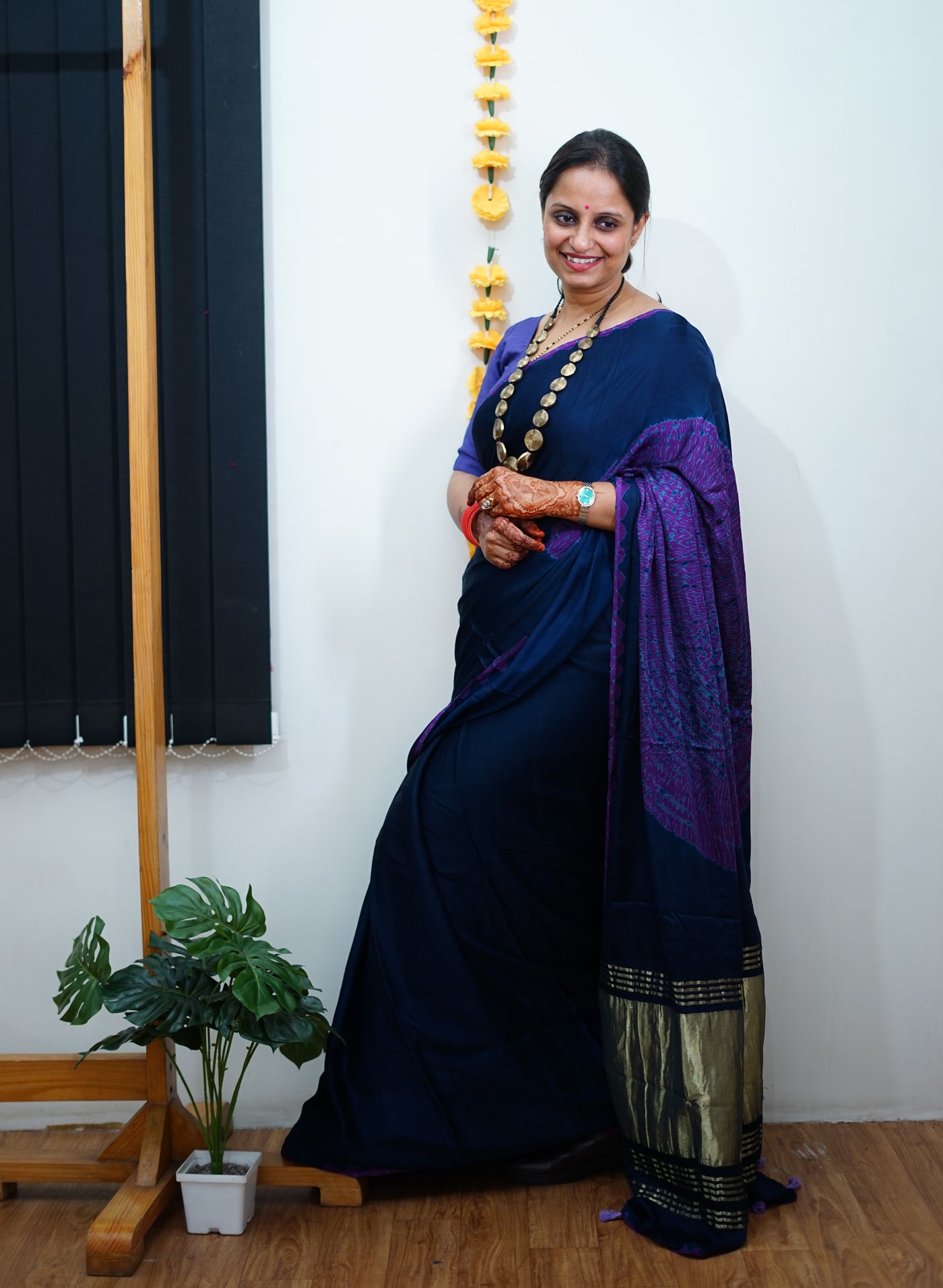 Ramayani : Handmade Shibori Dyed Modal Silk Tissue Pallu Saree