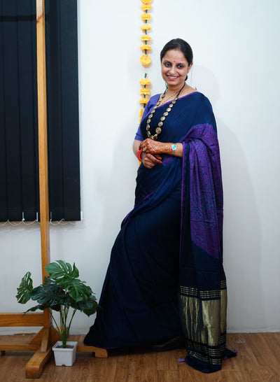 Ramayani : Handmade Shibori Dyed Modal Silk Tissue Pallu Saree