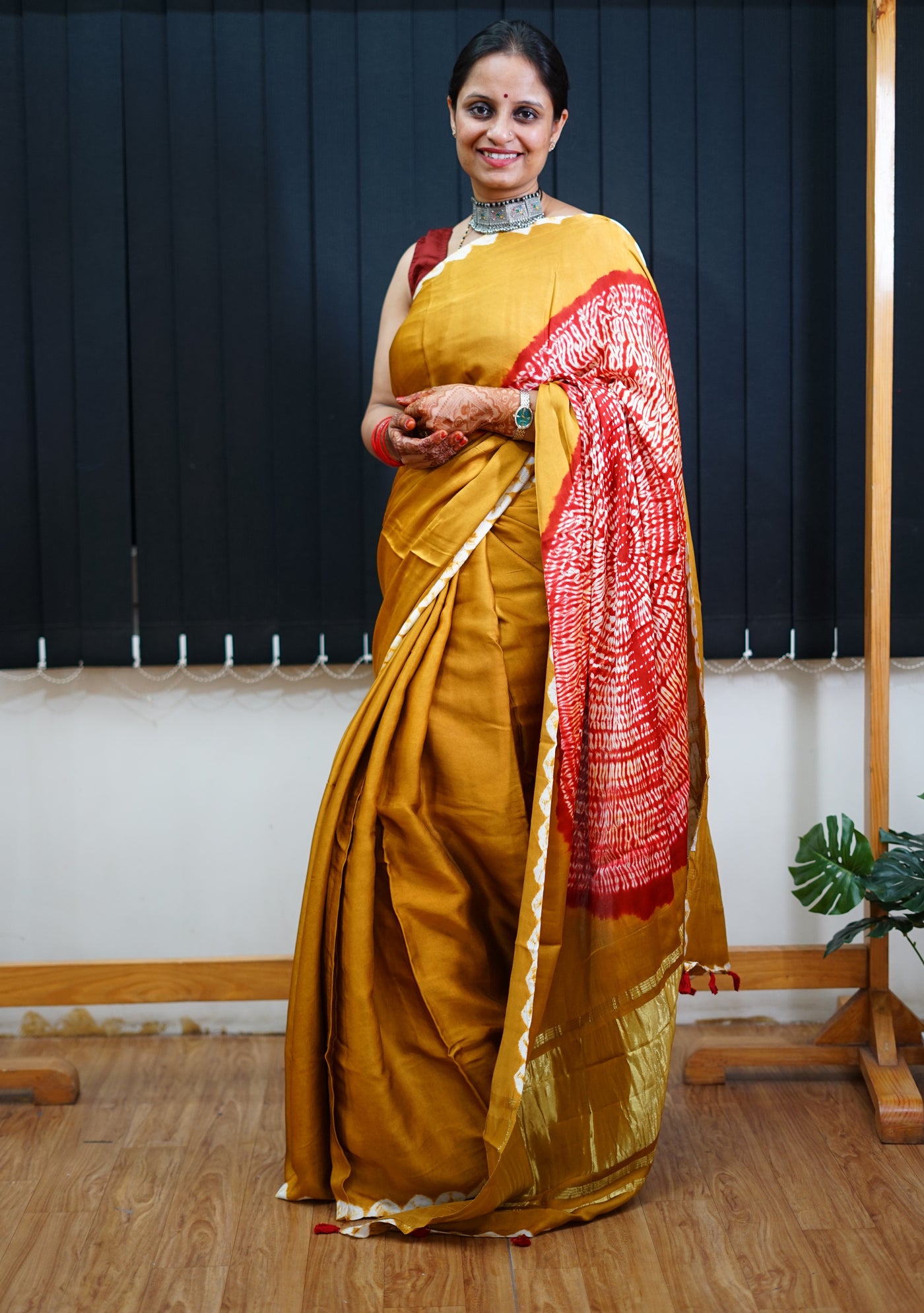 HUKUM :Handmade Shibori Dyed Modal Silk Tissue Pallu Saree