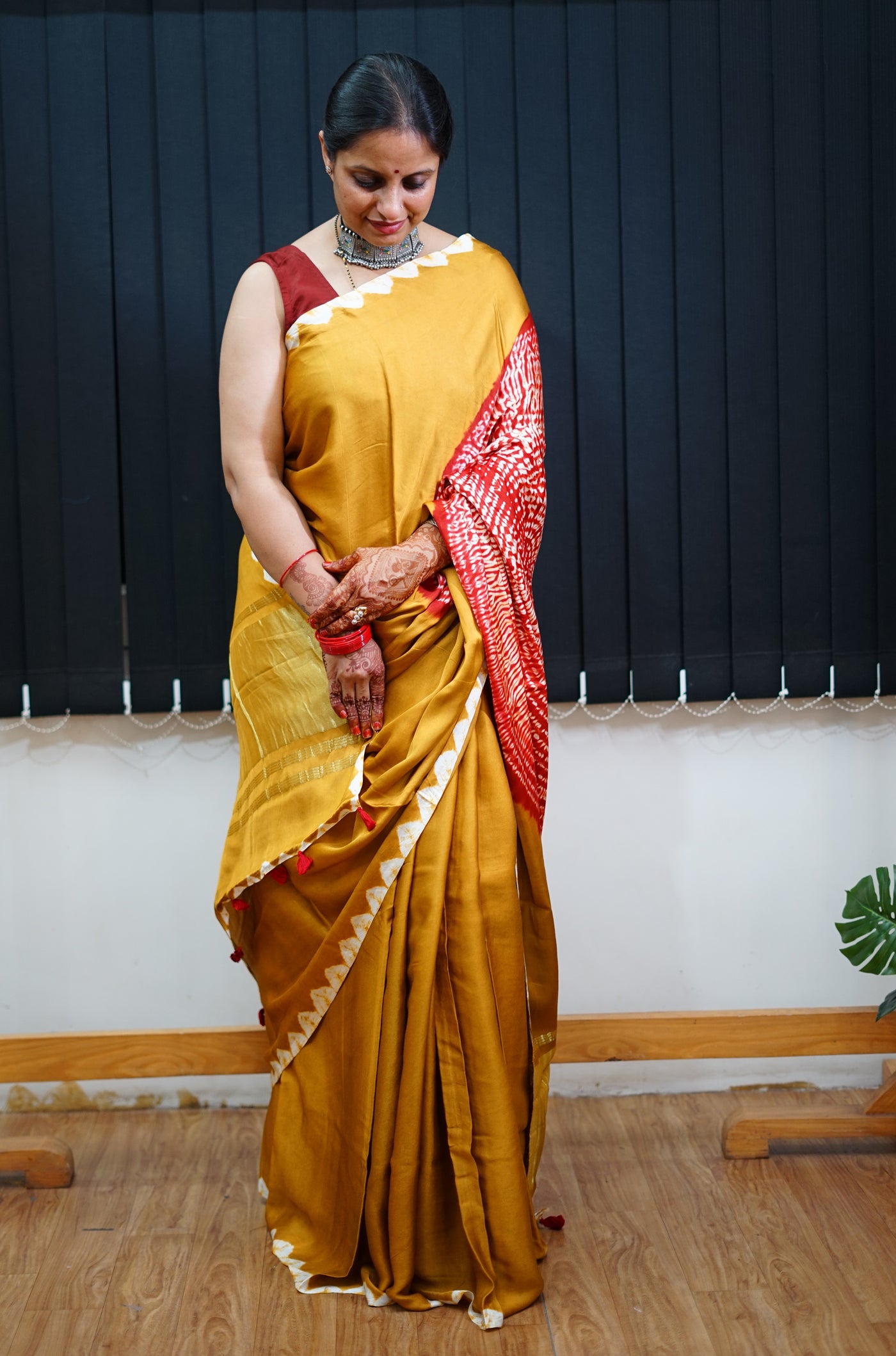 HUKUM :Handmade Shibori Dyed Modal Silk Tissue Pallu Saree