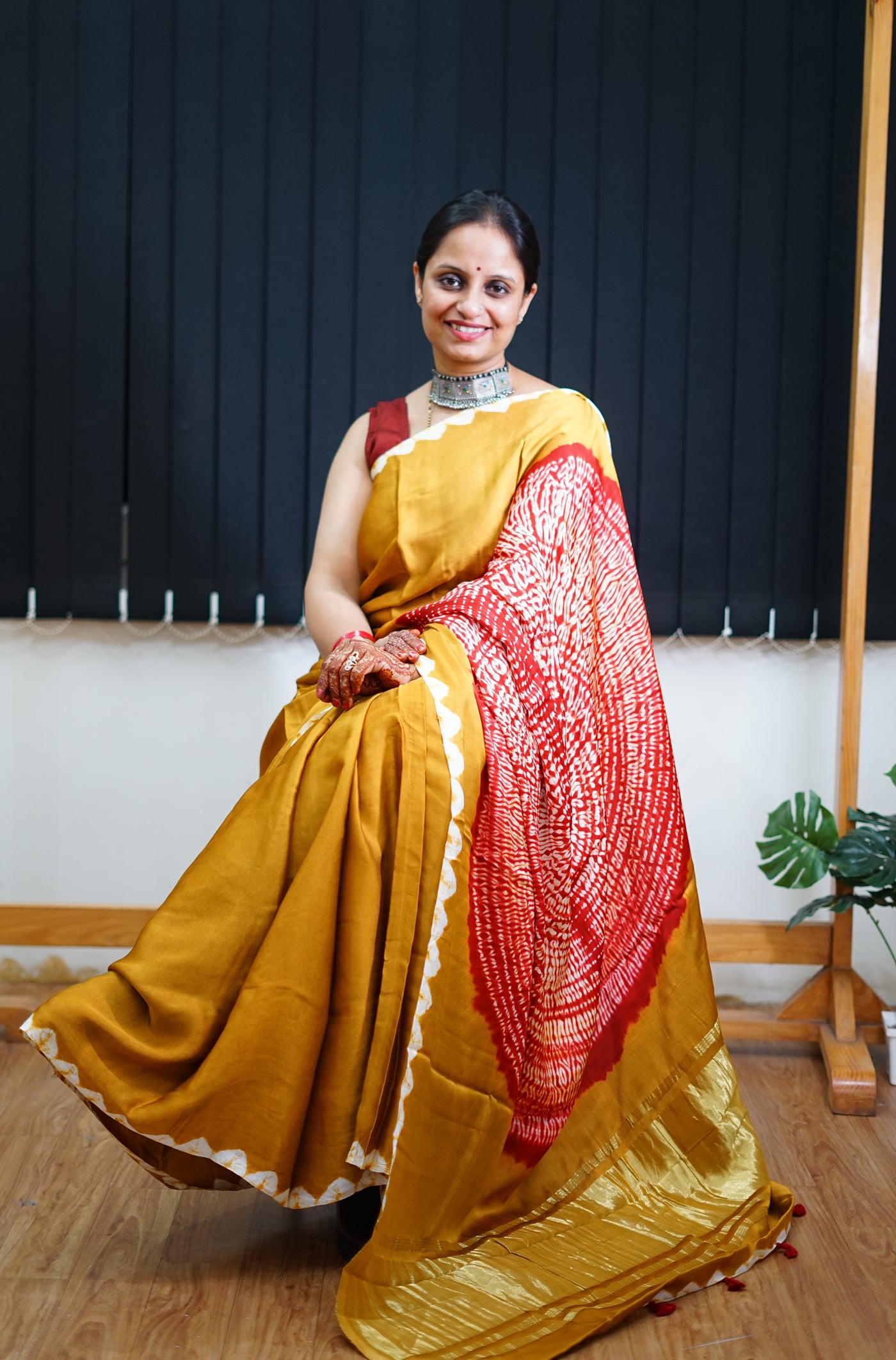 HUKUM :Handmade Shibori Dyed Modal Silk Tissue Pallu Saree