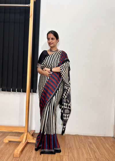 MIA: HANDBLOCK AJRAKH MODAL SILK SAREE