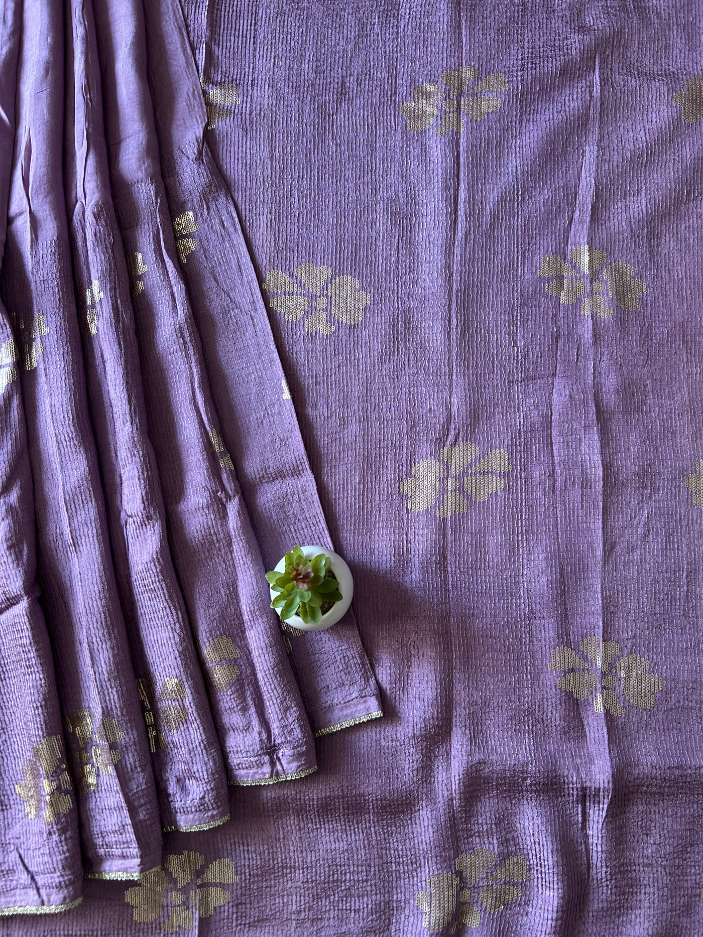 JHILMIL:LAVENDER, MUSLIN SILK DESIGNER SAREE WITH SEQUENCE WORK
