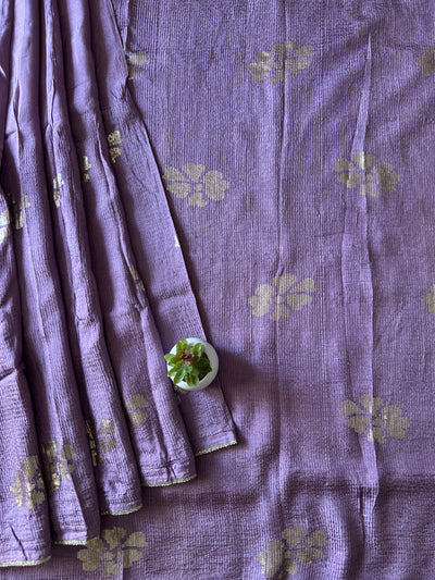 JHILMIL:LAVENDER, MUSLIN SILK DESIGNER SAREE WITH SEQUENCE WORK