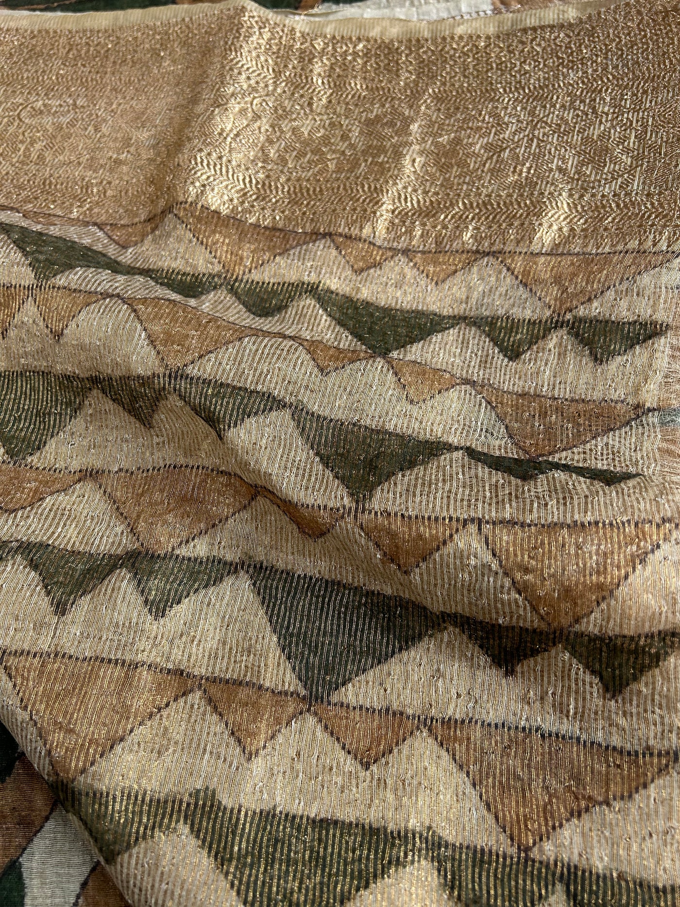 NAVJYOTI:HAND DRAWN, HAND PAINTED PURE SILK-LINEN PEN KALAMKARI SAREE with meenakari border