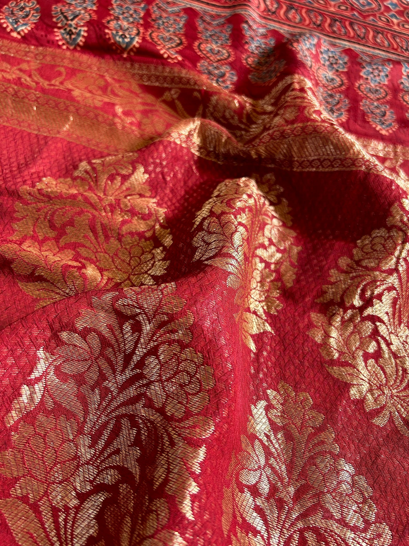 LEKHA: Handblock Dola silk ajrakh sari