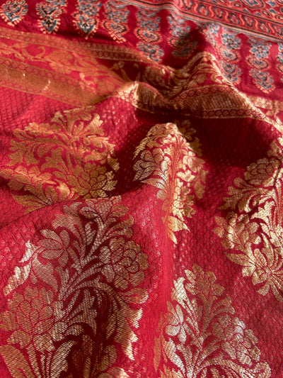 LEKHA: Handblock Dola silk ajrakh sari