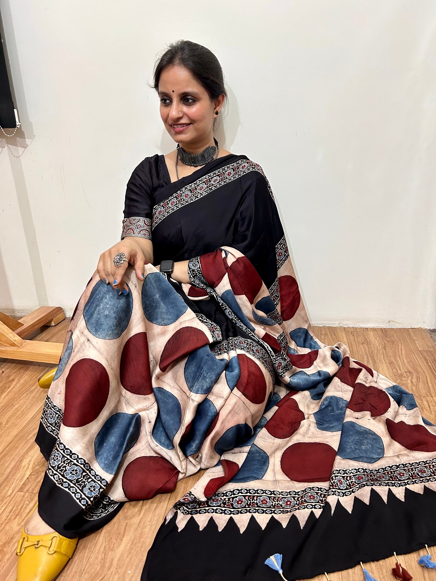 ZARA: HANDBLOCK AJRAKH MODAL SILK SAREE