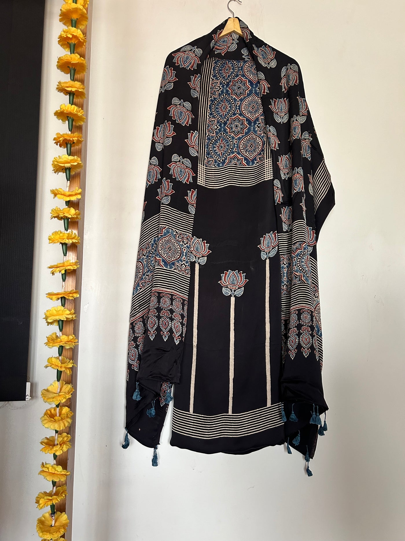 Nayna:Handblock Ajrakh Modal Silk 2 piece Suit