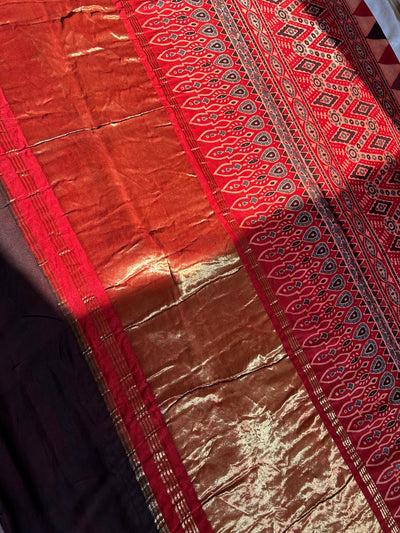 UTSAVI: Handblock Modal Silk Tissue Ajrakh Saree