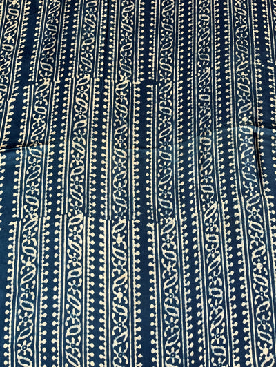 Indigo : Handblock Printed Ajrakh Modal Silk Fabric