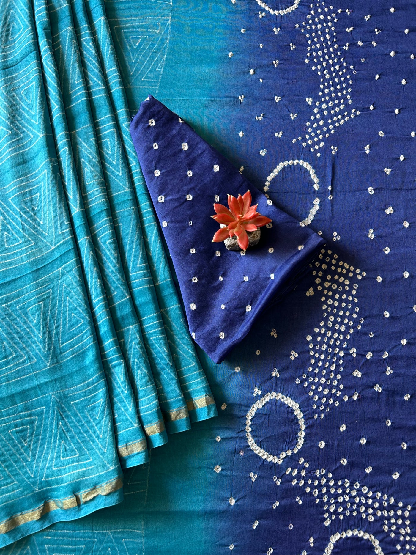 RITUJA: HANDMADE NUI SHIBORI-BANDHANI PURE SILK-COTT SAREE