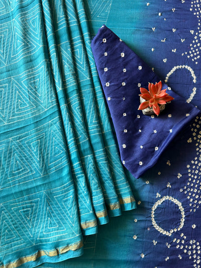 RITUJA: HANDMADE NUI SHIBORI-BANDHANI PURE SILK-COTT SAREE