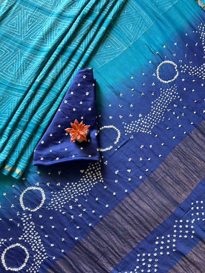 RITUJA: HANDMADE NUI SHIBORI-BANDHANI PURE SILK-COTT SAREE
