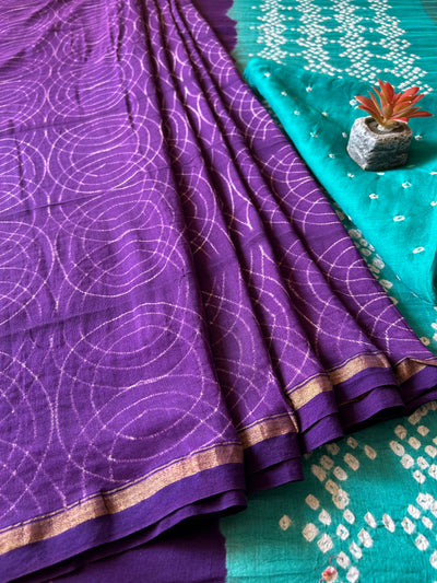 RAMA: HANDMADE NUI SHIBORI-BANDHANI PURE SILK-COTT SAREE