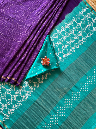 RAMA: HANDMADE NUI SHIBORI-BANDHANI PURE SILK-COTT SAREE