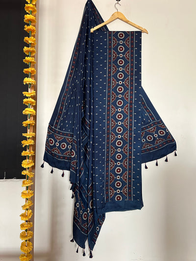 Subhadra :Handblock Ajrakh Modal Silk 2 piece Suit