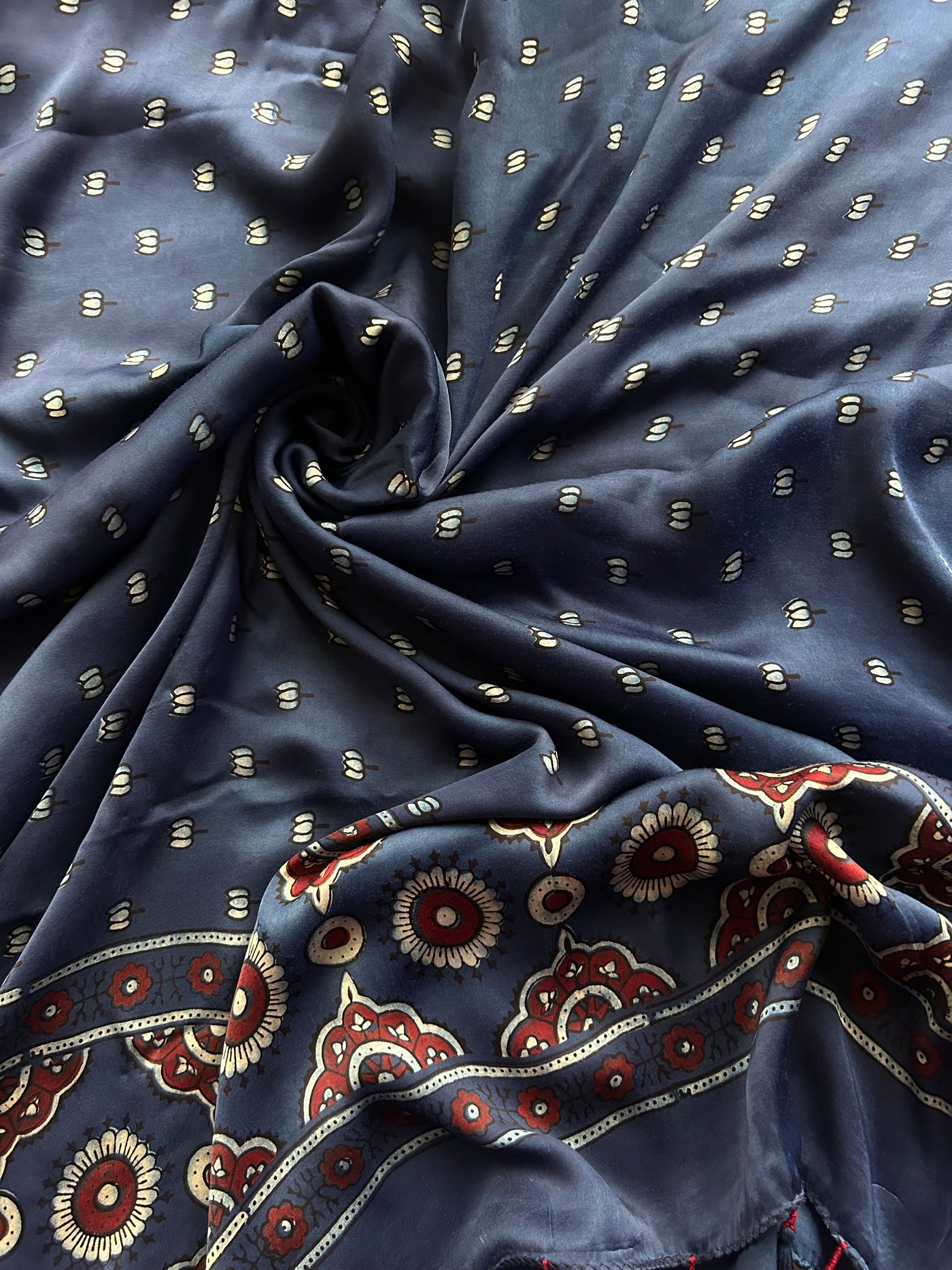 Subhadra :Handblock Ajrakh Modal Silk 2 piece Suit