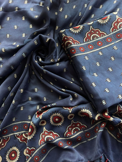 Subhadra :Handblock Ajrakh Modal Silk 2 piece Suit