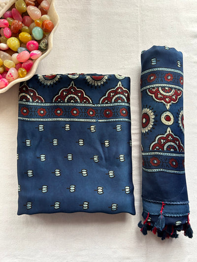 Subhadra :Handblock Ajrakh Modal Silk 2 piece Suit