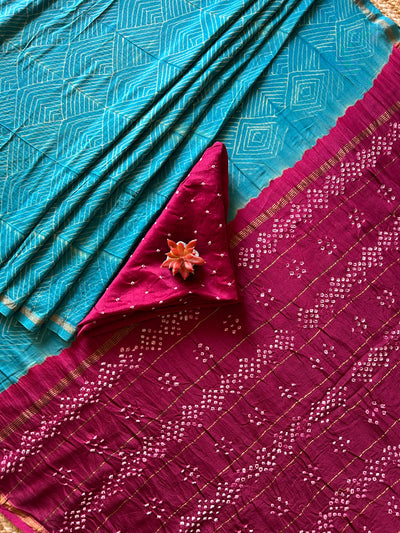 INDRA: HANDMADE NUI SHIBORI-BANDHANI PURE SILK-COTT SAREE