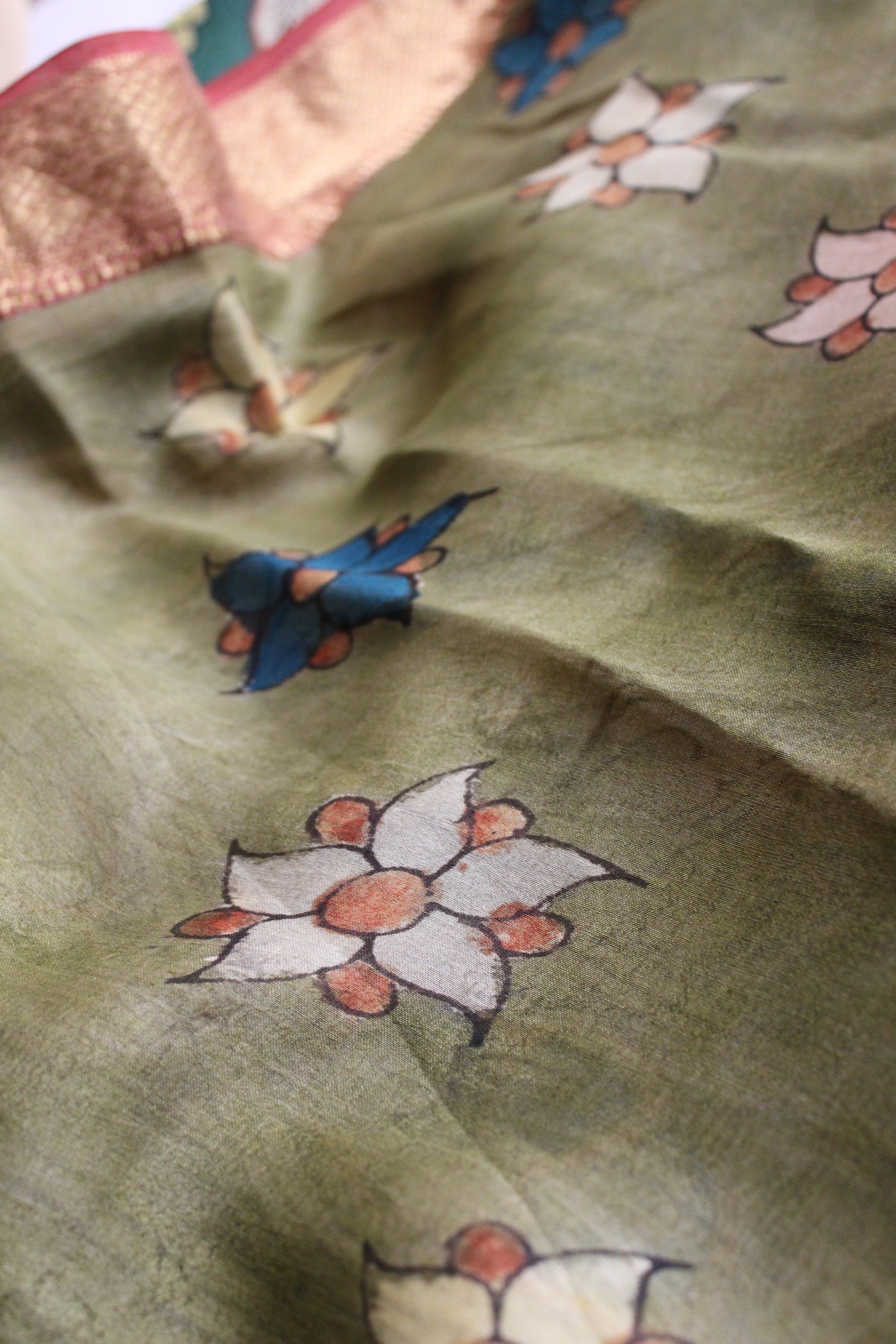 CHANDRAMUKHI: Handloom Maheshwari Pen Kalamkari Saree