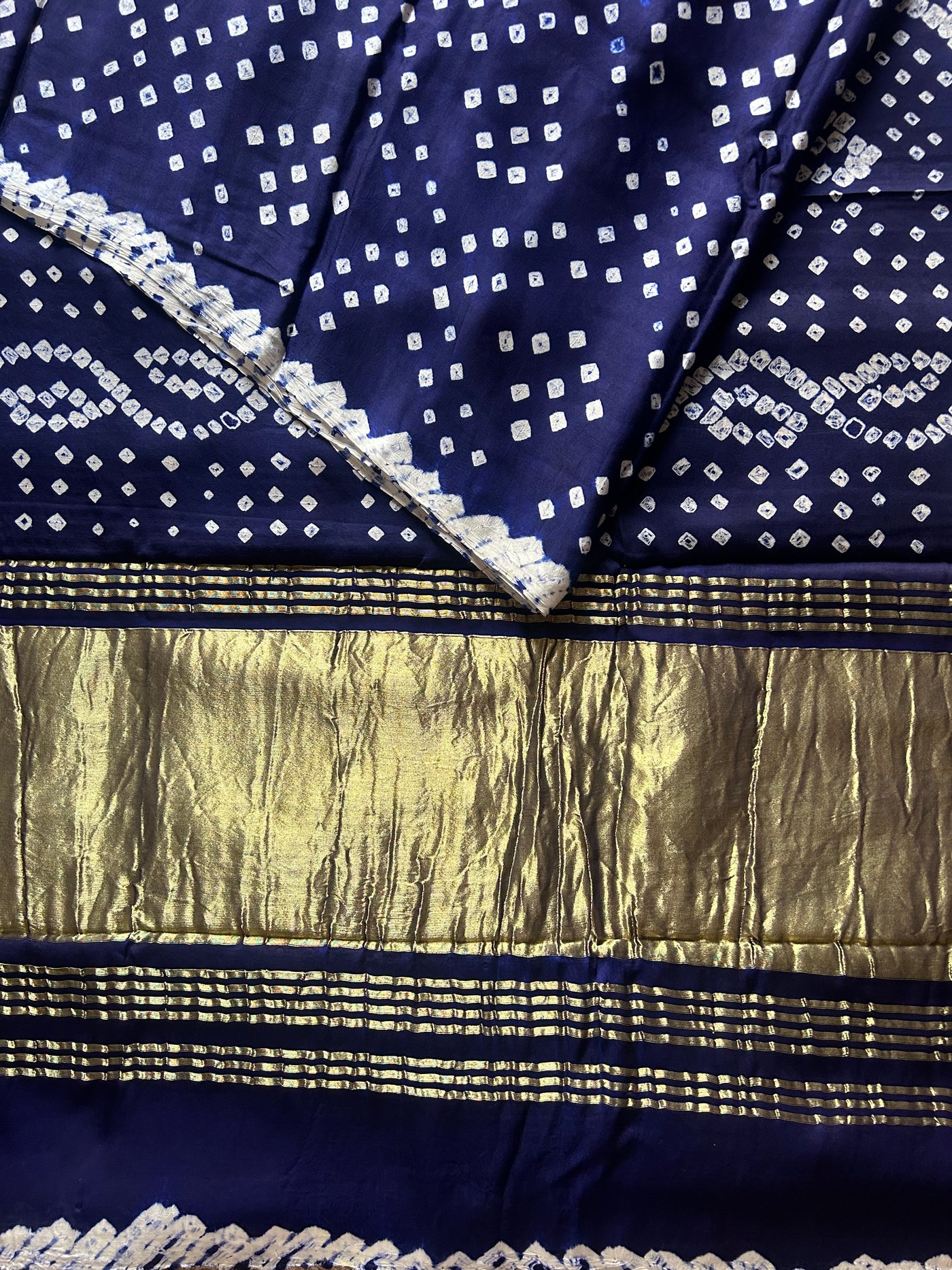 Nalini: bandhani saree with tissue palla
