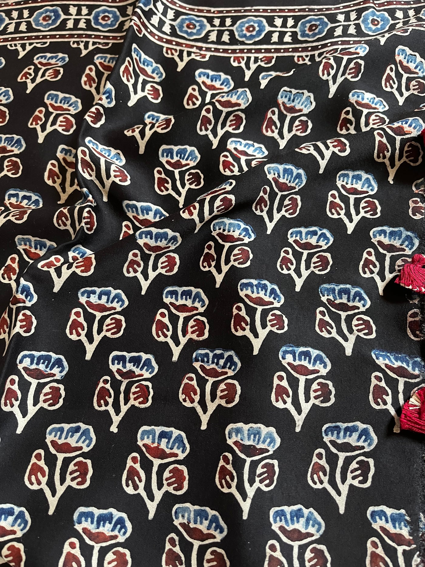 DHARA: HANDBLOCK AJRAKH MODAL SILK SAREE