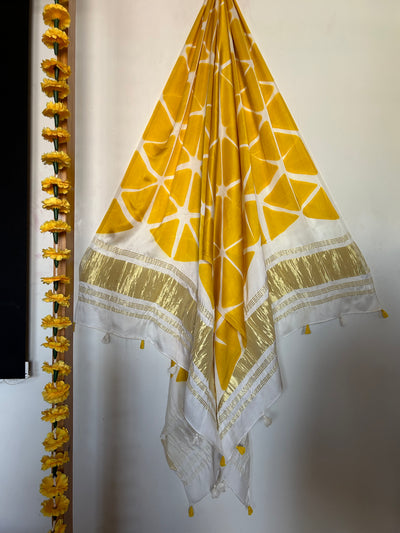 JUGNU: HANDMADE CLAMP DYED MODAL SILK TISSUE DUPATTA