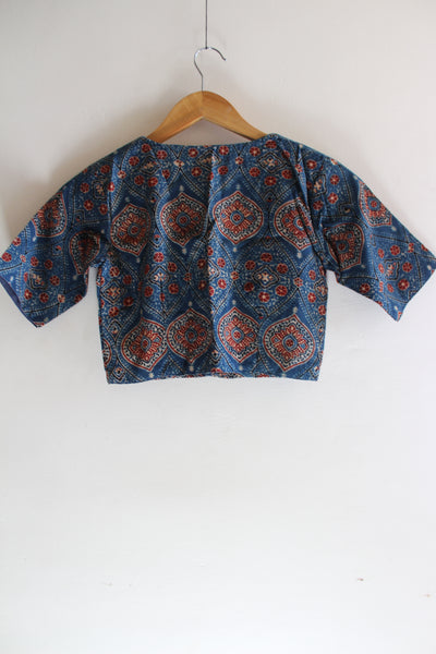 Neela Aasmaa :COTTON AJRAKH BLOUSE