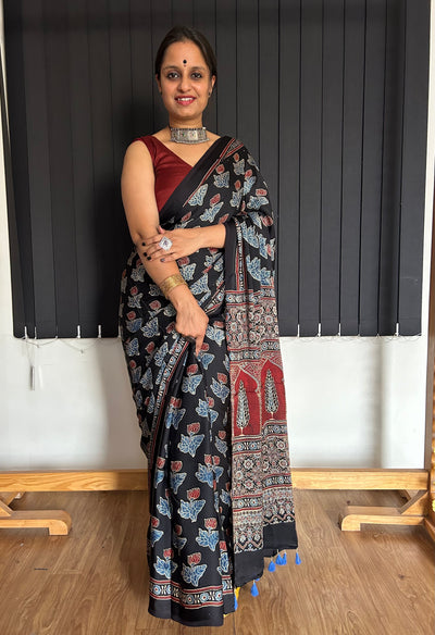 Anjum: AJRAKH MODAL SILK SAREE