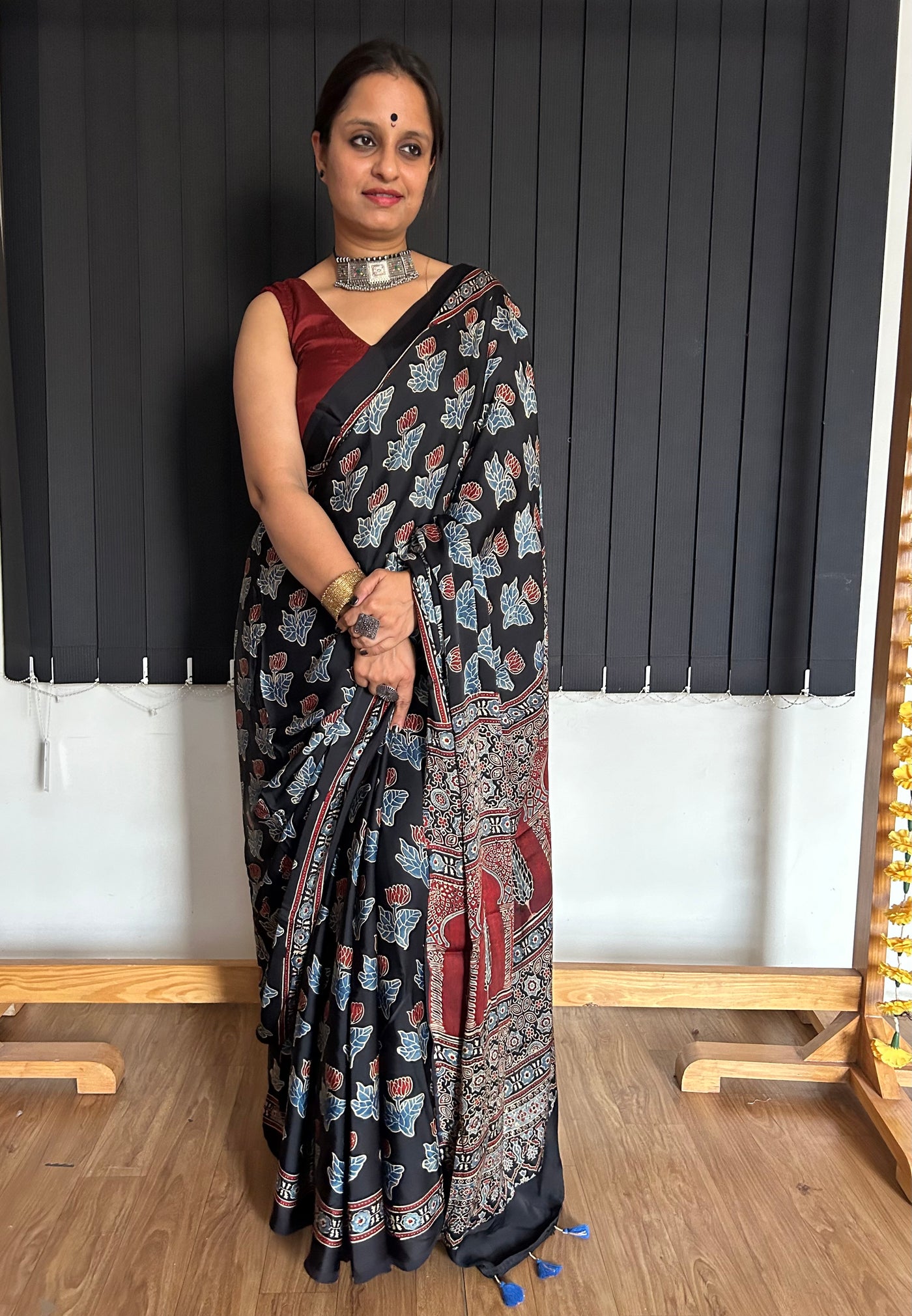 Anjum: AJRAKH MODAL SILK SAREE