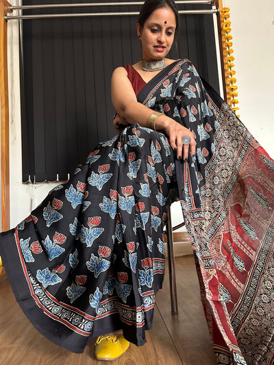 Anjum: AJRAKH MODAL SILK SAREE