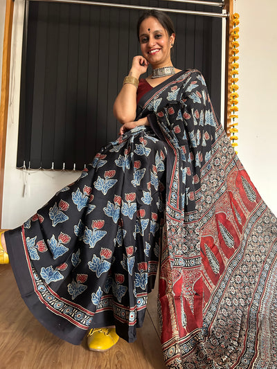 Anjum: AJRAKH MODAL SILK SAREE