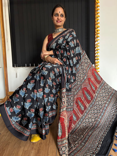 Anjum: AJRAKH MODAL SILK SAREE