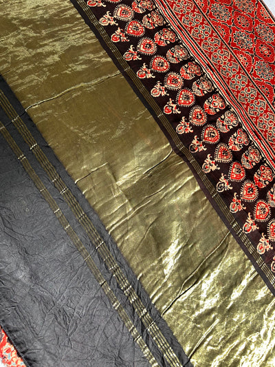 Prita: AJRAKH BANDHEJ TISSUE MODAL SILK SAREE