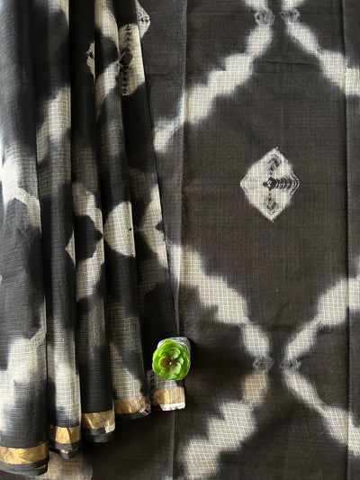 AAKRITI: BLACK,Handmade Pure cotton Kota Doria Saree.