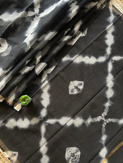 AAKRITI: BLACK,Handmade Pure cotton Kota Doria Saree.