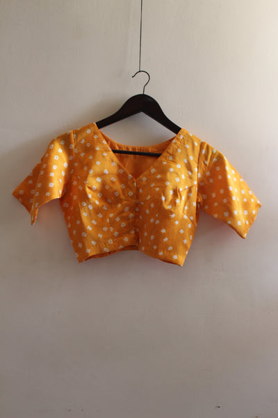 Kacchi Haldi : MODAL SILK BANDHANI BLOUSE