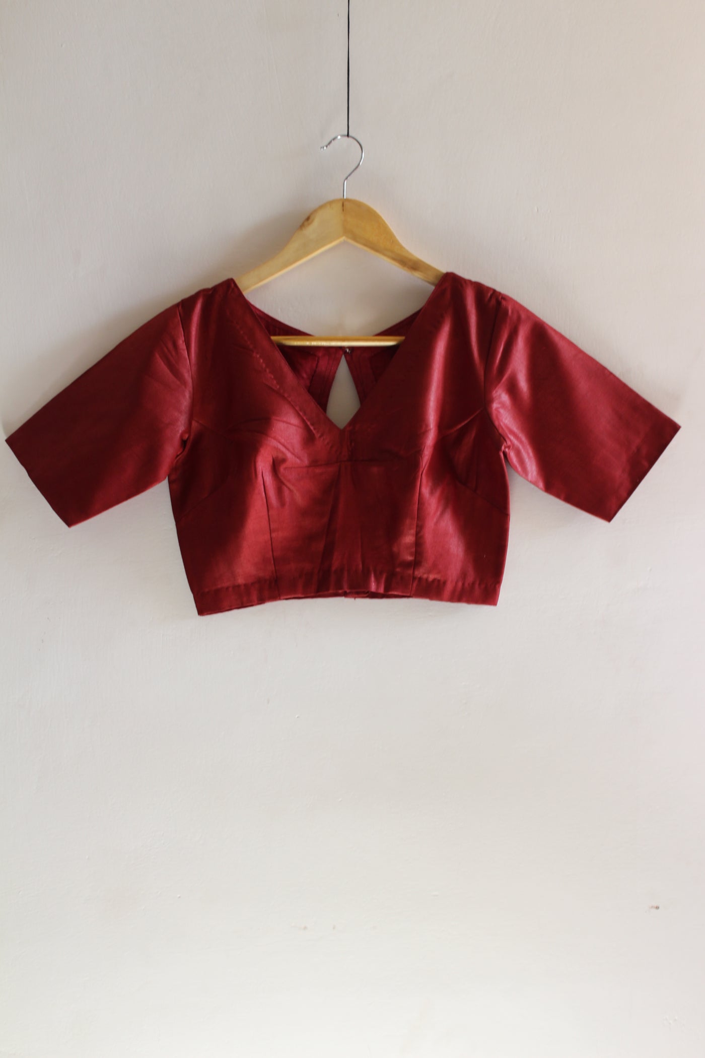 Maroon Silk: PURE SILK READYMADE BLOUSE